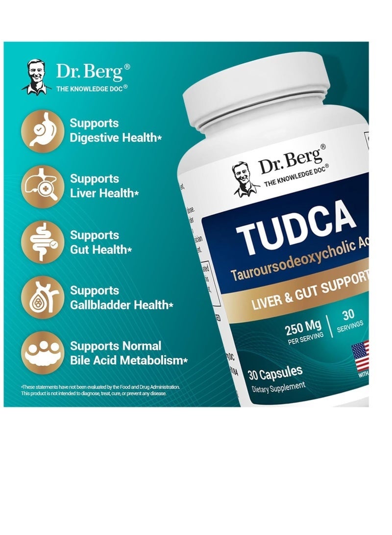 Dr. Bergs Nutritionals TUDCA Supplement (Tauroursodeoxycholic Acid) - Powerful Formula for Liver Health, Bile Flow, Gallbladder Support, and Digestive Health* - 30 Capsules - Image 2